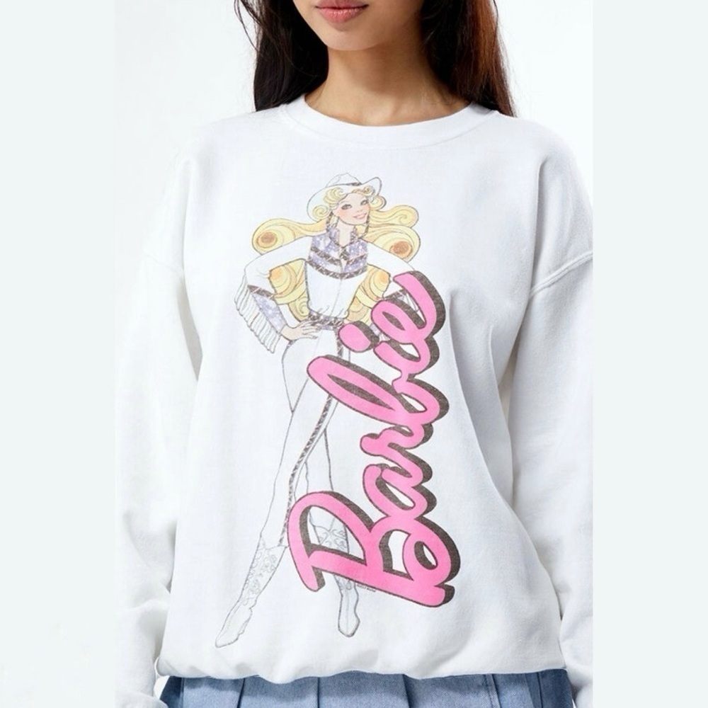 Nwt Junk Food Clothing Cowgirl Barbie Flea Market Fleece Pullover Sweatshirt M/L — image 2 of 8